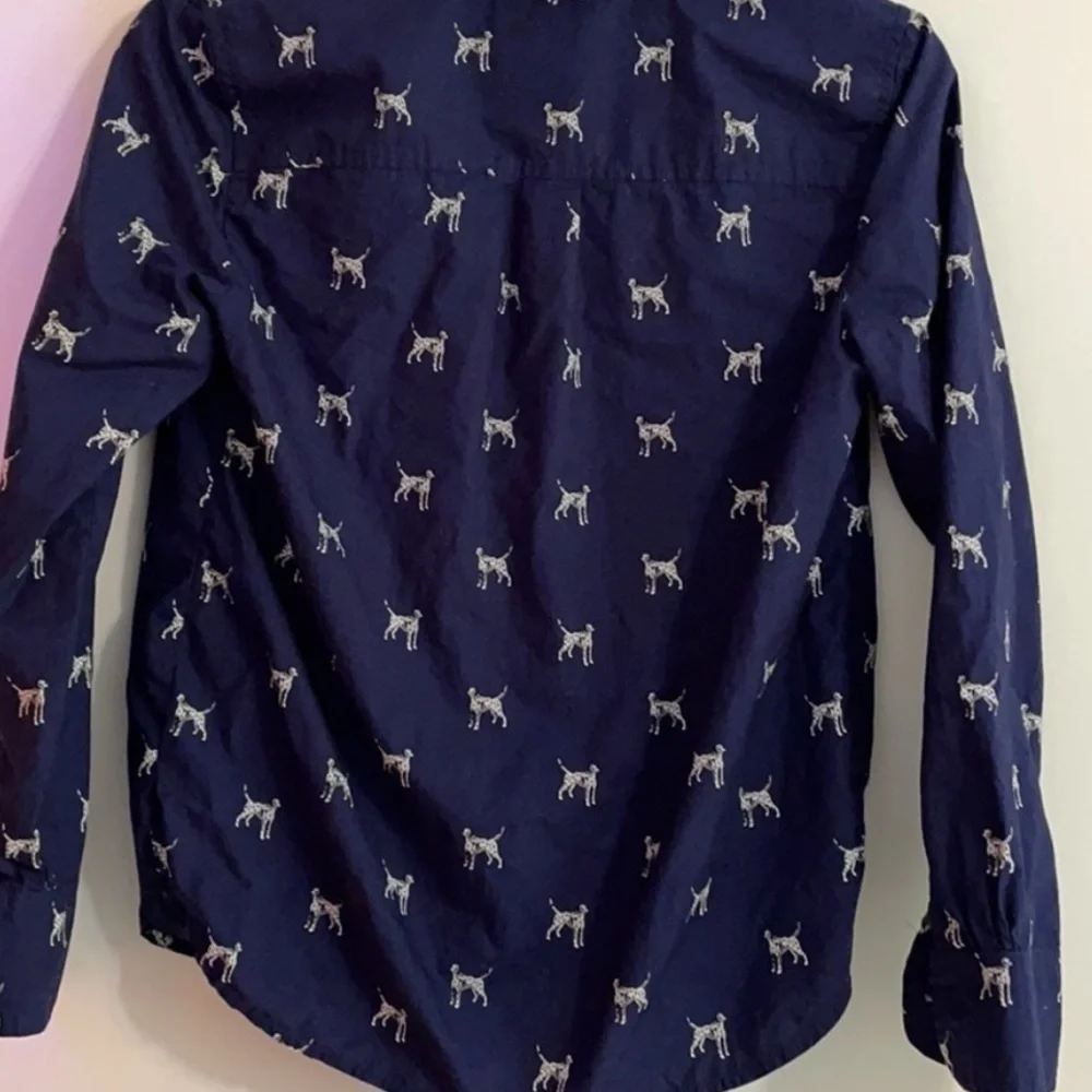 J crew Dalmatian Novelty Print 3/4 Button Down Shirt Academia Preppy Career Sz 4